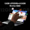 ordinateur portable12 Go de LPDDR5a,Notebook 2-en-1 Windows 11, 10.51x512 px, SSD de 1920 Go