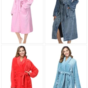 Peignoir à Revers de Couleur Unie pour Femme