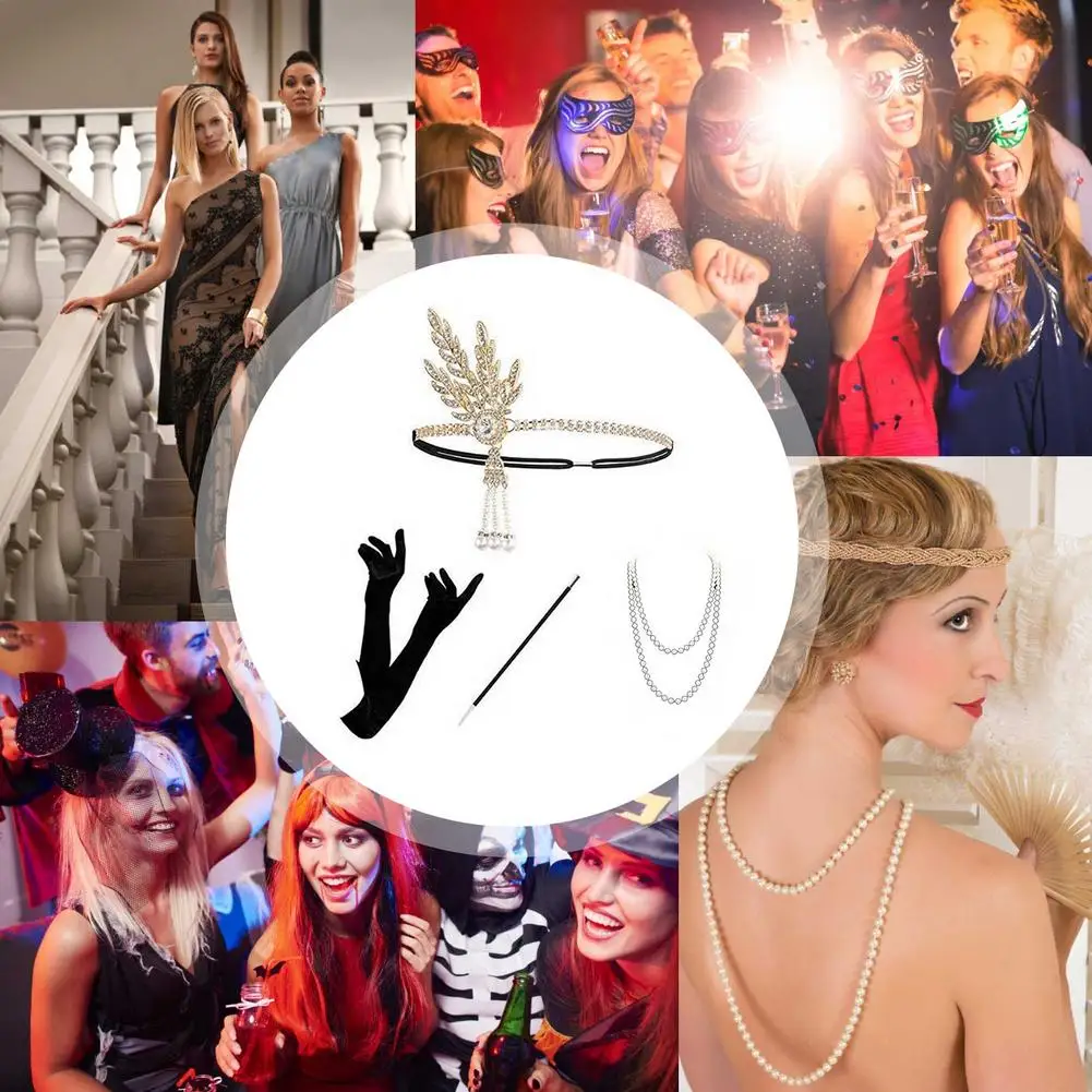 Ensemble d'accessoires de Costume de fête Gatsby pour femmes