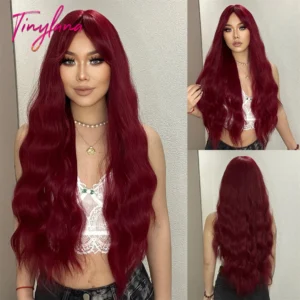 Perruques synthétiques brunes ondulées et bouclées Super longues