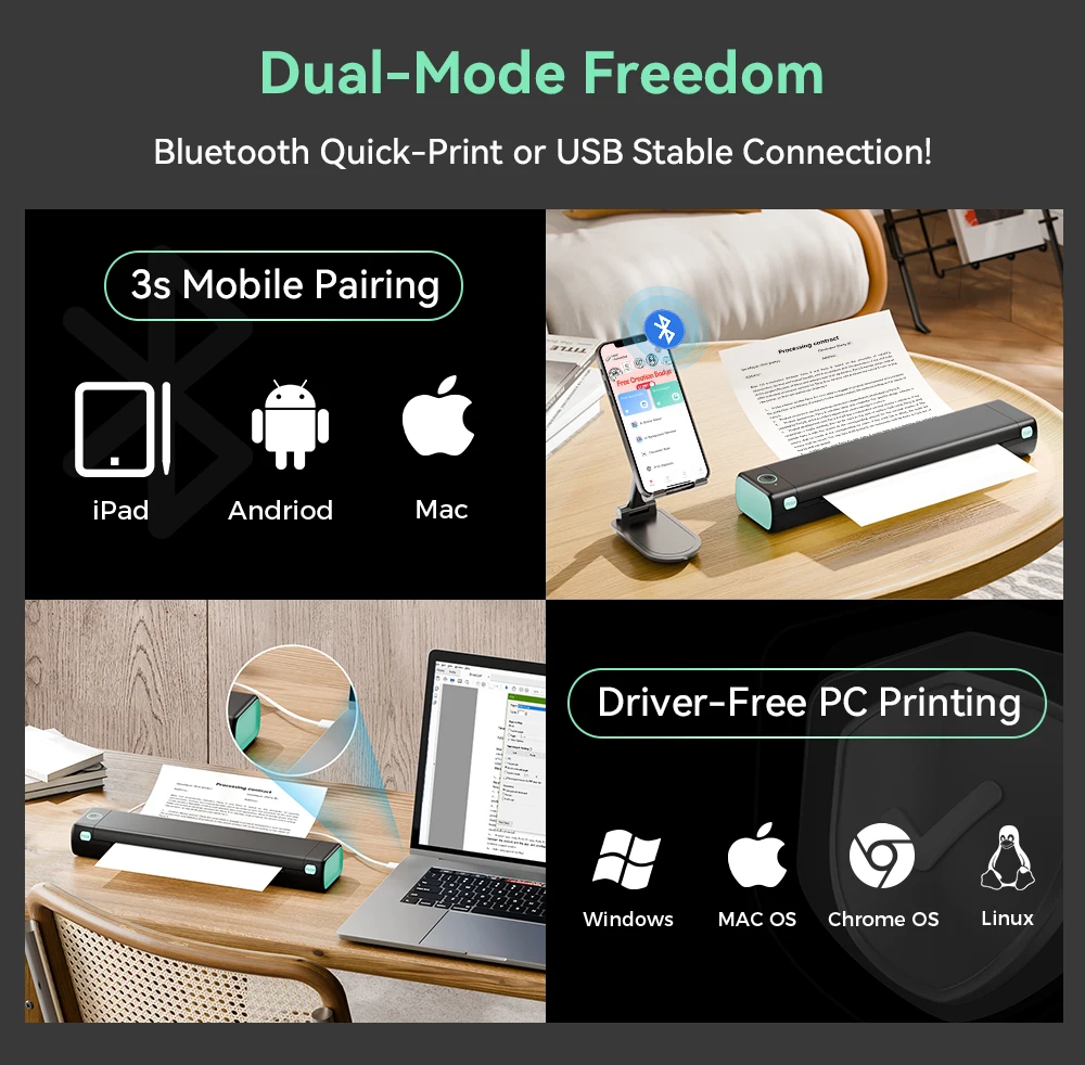 imprimante thermique A4 sans fil Bluetooth, Compatible iOS Android PC – Image 5