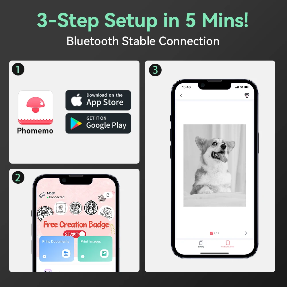 imprimante thermique A4 sans fil Bluetooth, Compatible iOS Android PC – Image 3