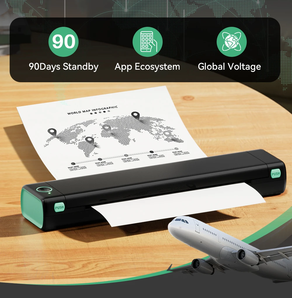 imprimante thermique A4 sans fil Bluetooth, Compatible iOS Android PC