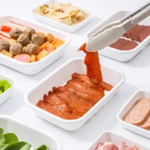 Ensemble de vaisselle QueHot Camping, Plateaux plats en plastique, relevés des aliments, Escalade de stockage, Cuisine Cuisson Fruits Dessert Palette