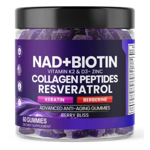 NAD + Biotine Collagène Peptide Gummies probiotiques 60 Pièces Complément Nutritionnel