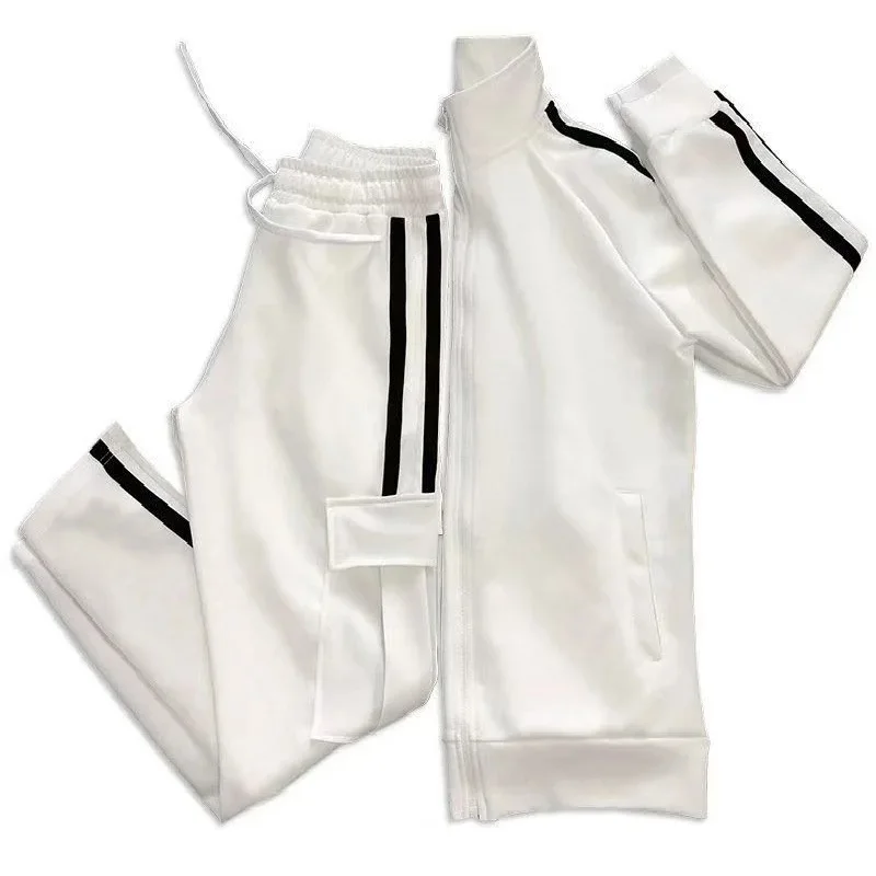 Cardigan rayé à col montant pour hommes, ensemble de sport, Jogging en plein air, cyclisme, alpinisme, ensemble deux pièces, printemps et automne 2025 – Image 2