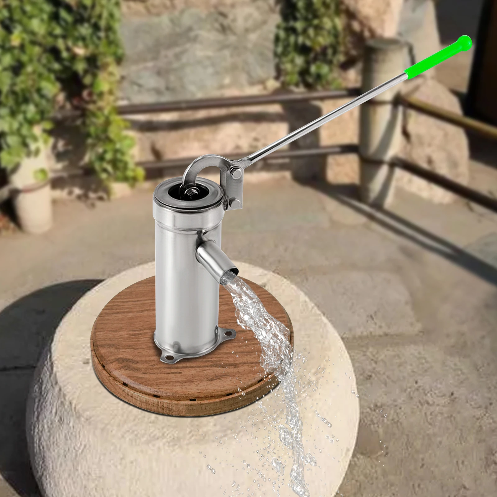 Pompe à eau de puits manuelle en acier inoxydable, pompe à pression pour travaux industriels, jardin, cour, ferme, maison, 32mm – Image 2